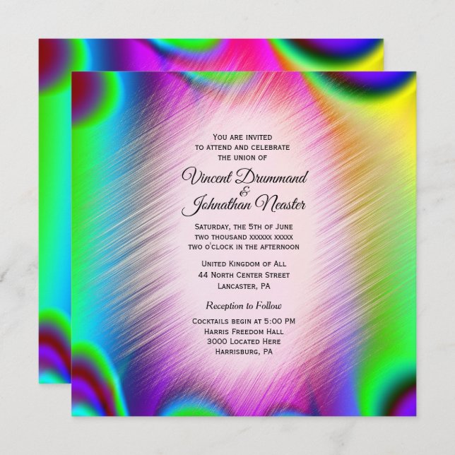 Elegante Rainbow Colors Hochzeiten Einladung (Vorne/Hinten)
