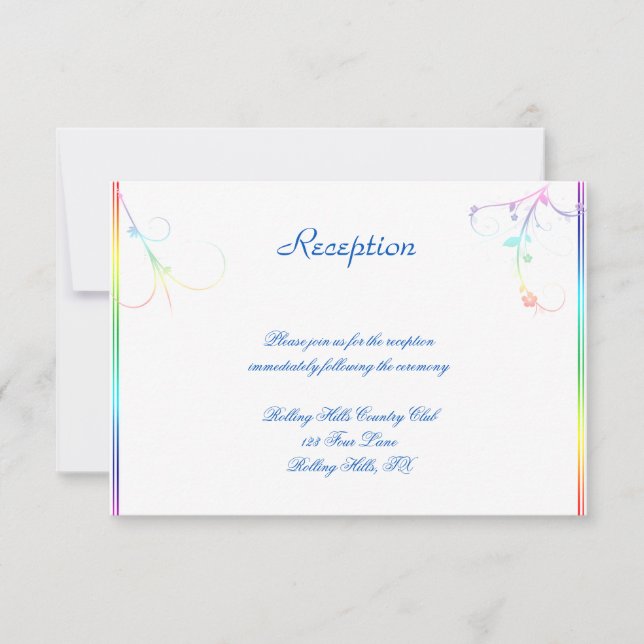 Elegante Rainbow Floral Gay Wedding Reception Einladung (Vorderseite)