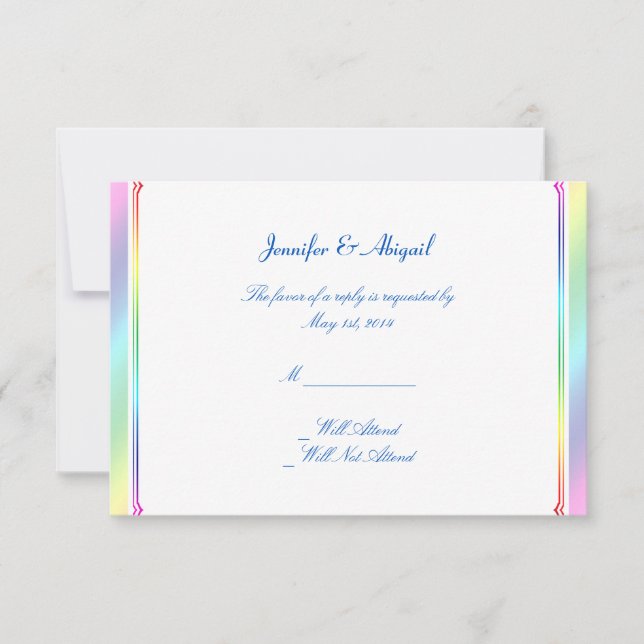 Elegante Rainbow Floral Gay Wedding Response Card RSVP Karte (Vorderseite)