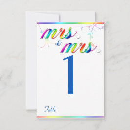 Elegante Rainbow Floral Gay Wedding Tischnummer