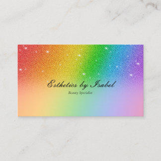 Elegante Rainbow Sparkle Esthetician Business Card Visitenkarte