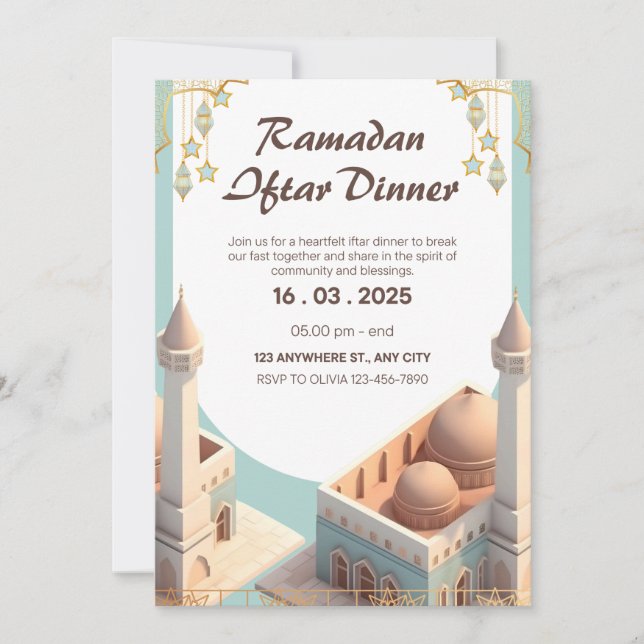 Elegante Ramadan-Iftar-Dinner-Einladung | Editierb (Vorderseite)