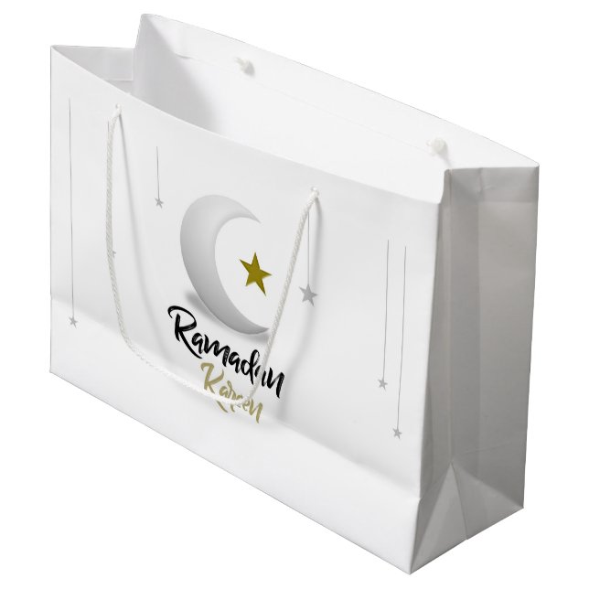 Elegante Ramadan Kareem Crescent Design Islamische Große Geschenktüte (Vorderseite Schrägansicht)