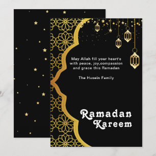 Elegante Ramadan Kareem Schwarz Gold Feiertagskart Feiertagskarte