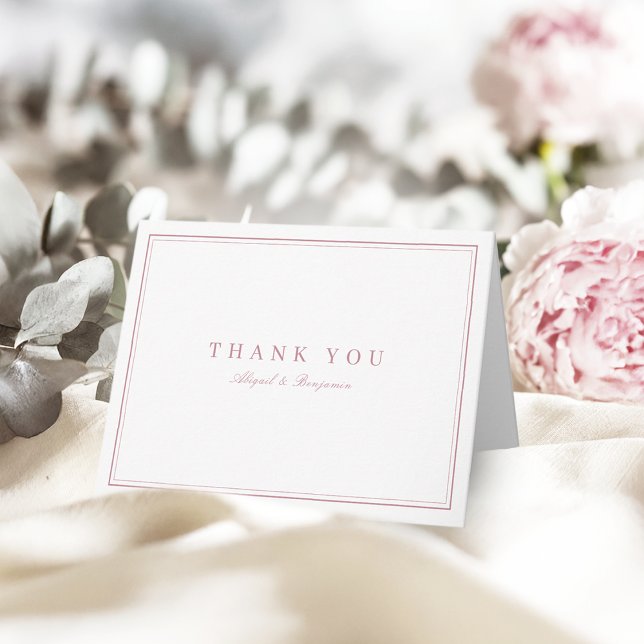 Elegante Ränder dusty rose minimalist danke (Elegant borders dusty rose minimalist thank you)