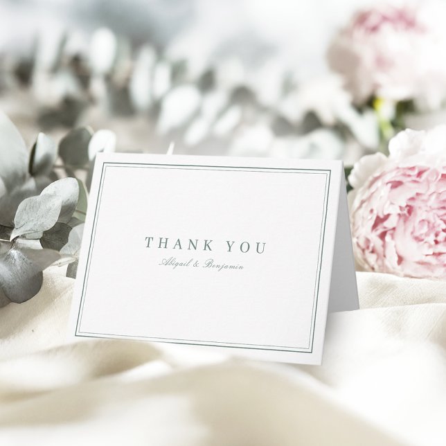 Elegante Ränder Salbei grün minimalistischer Danke (Elegant borders sage green minimalist thank you
)