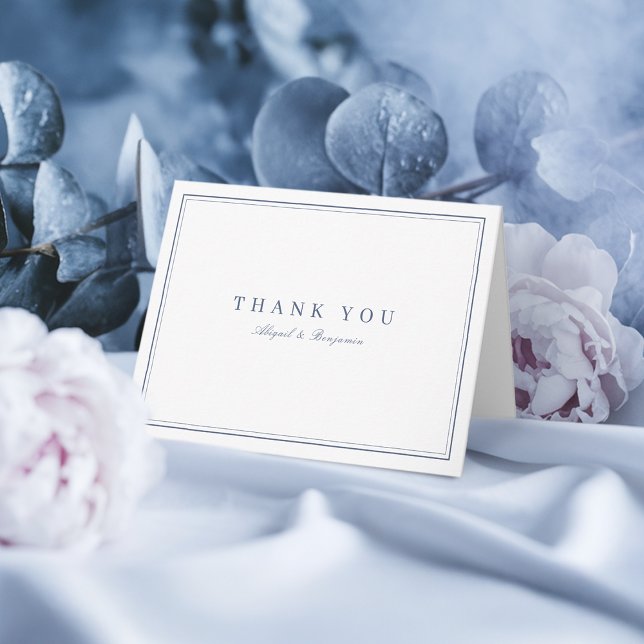 Elegante Ränder staubblau minimalist danke (Elegant borders dusty blue minimalist thank you)