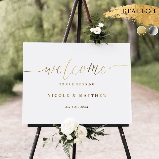 Elegante Real Foil Wedding Welcome Sign Foliendrucke (Von Creator hochgeladen)