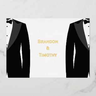 Elegante Real Gold Foil Gay Wedding RSVP Karten