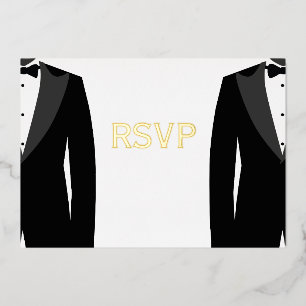Elegante Real Gold Foil Gay Wedding RSVP Karten