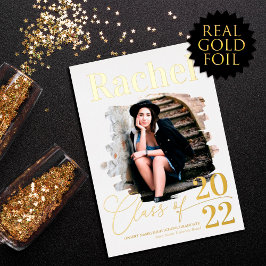 Elegante Real Gold Typografie Class of Abschluss Folieneinladung