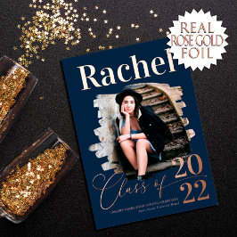 Elegante Real Rose Goldene Klasse des Abschlusses Folieneinladung