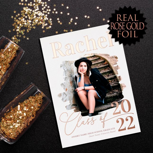 Elegante Real Rose Goldene Klasse des Abschlusses Folieneinladung (Von Creator hochgeladen)