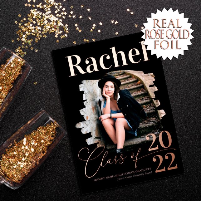 Elegante Real Rose Goldene Klasse des Abschlusses Folieneinladung (Von Creator hochgeladen)