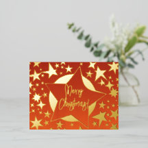 Elegante Red and Gold Script Frohe Weihnachtsstars