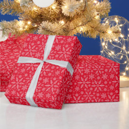 Elegante Red Aqua Weißer Winter Snowflake Geschenkpapier