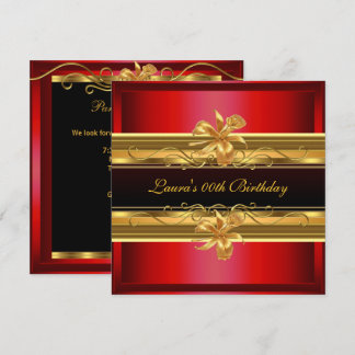 Elegante Red Black Gold Geburtstagsparty Einladung