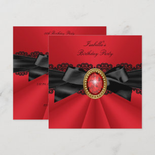 Elegante Red Black Gold Jewel Geburtstagsparty Einladung