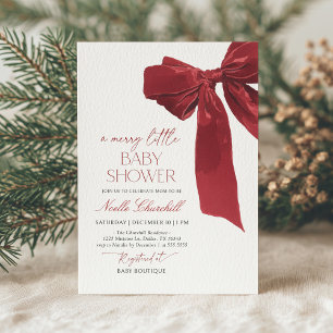 Elegante Red Bow Christmas Baby Shower Einladung