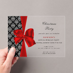 Elegante Red Bow Weihnachtsfeier Einladung