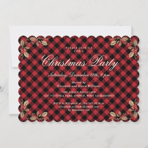 Elegante Red Buffalo Karierte Weihnachtsfeier Einladung