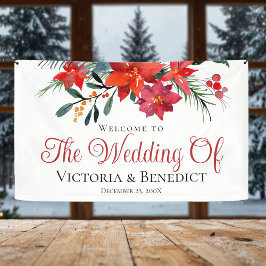 Elegante Red Christmas Poinsettia Floral Wedding Banner