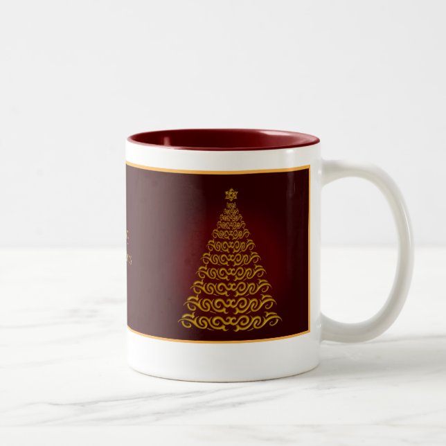 Elegante Red Christmas Tree Tasse (Rechts)