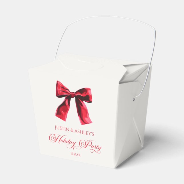 Elegante Red Coquette Bow Holiday Party Geschenkschachtel (Vorderseite)
