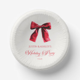 Elegante Red Coquette Bow Holiday Party Pappteller