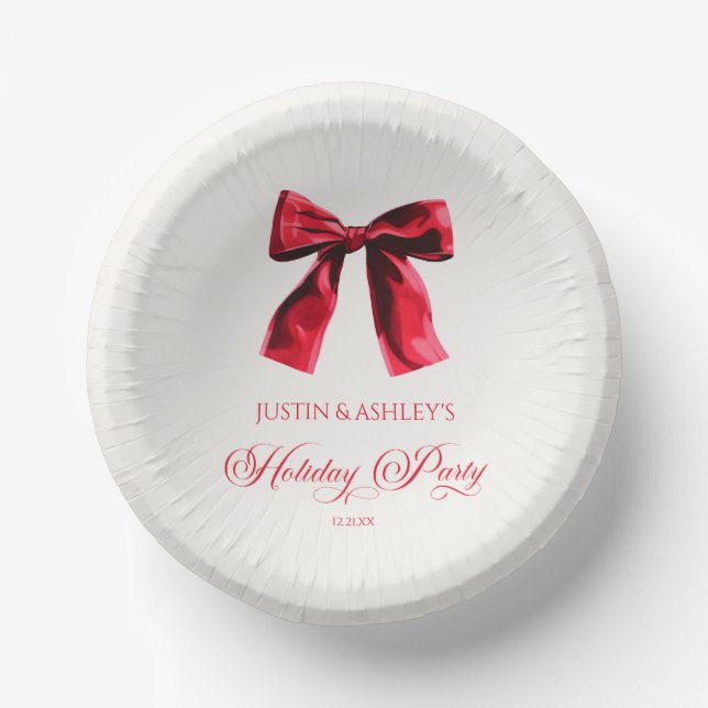 Elegante Red Coquette Bow Holiday Party Pappteller (Vorderseite)