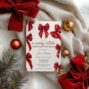 Elegante Red Coquette Bows Christmas Winter Bridal Einladung
