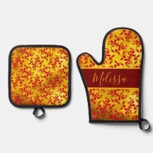 Elegante Red Damask und Gold Textur