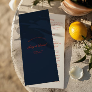 Elegante Red & Dark Black Blue Wedding Zeremonie Programm