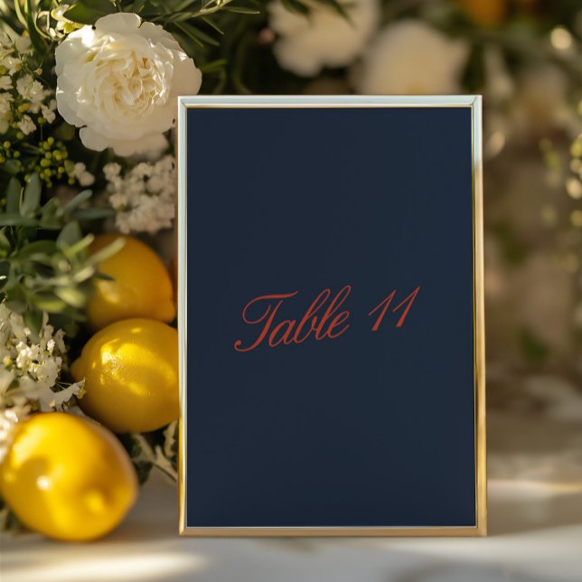 Elegante Red & Deep Blue Tischnummer (Elegant Red & Deep Blue Table Number)