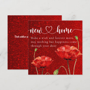 Elegante Red Floral New Zuhause Housewarming Card Dankeskarte