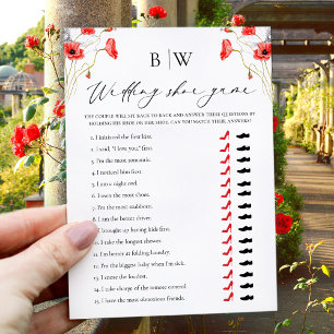 Elegante Red Floral Wedding Shoe Card