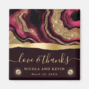 Elegante Red Foil und Gold Glitzer Agate Wedding Magnet