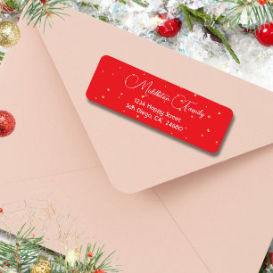 Elegante Red Gold Confetti Weihnachten Rücksendead