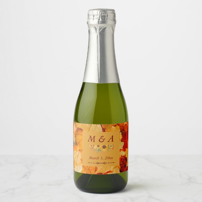 Elegante Red Gold Herbst Leaves Hochzeit (Vorderseite)