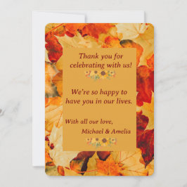 Elegante Red Gold Herbst Leaves Hochzeit im Herbst Dankeskarte