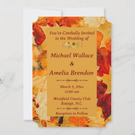 Elegante Red Gold Herbst Leaves Hochzeit im Herbst Einladung