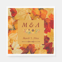 Elegante Red Gold Herbst Leaves Wedding Napkins Serviette