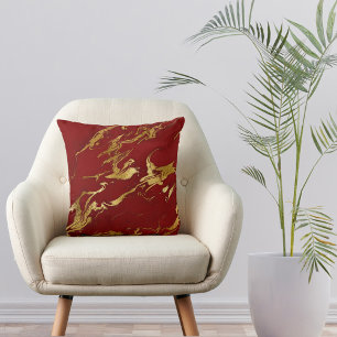 Elegante Red Gold Imitate Marmorwein Weihnachten Kissen