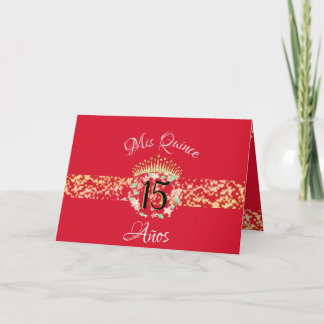 Elegante Red Gold Quinceñera Feier Spanisch Einladung