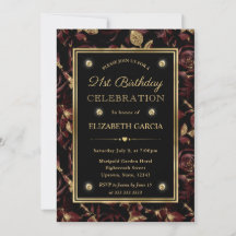 Elegante Red & Gold Rose Floral 21. Geburtstag