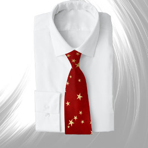 Elegante Red Gold Stars Weihnachten Krawatte