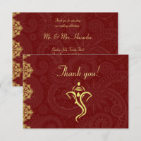 Elegante Red & Gold Vinayaka Wedding Dankeschön Ka