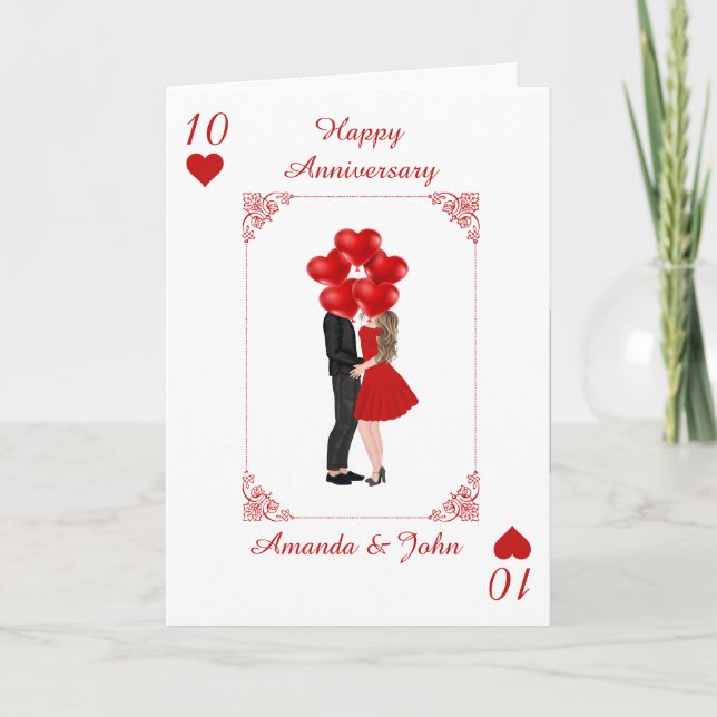 Elegante Red Happy Anniversary Personalisiert Card Karte (Vorderseite)