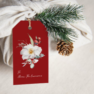Elegante Red Holiday-Geschenketiketten Geschenkanhänger