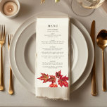 Elegante Red Orange Herbstlaubs Wedding Menükarte<br><div class="desc">Genießen Sie die Wärme der Saison mit unserer Herbsteleganten Hochzeitskarte, einer Feier der Liebe und den lebhaften Herbstfarben. Die Speisekarte ist mit feinen roten und orangefarbenen Blätter geschmückt und spiegelt den Kern der Saison wieder. Die kräftigen Herbstfarben werden durch ein elegantes Design ergänzt, das sich perfekt für Ihren besonderen Tag...</div>